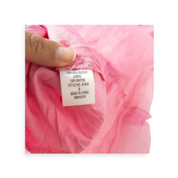 Day & Moon Pink Ruffled Strapless Dress SZ S Barbie Coquette - Picture 6 of 9
